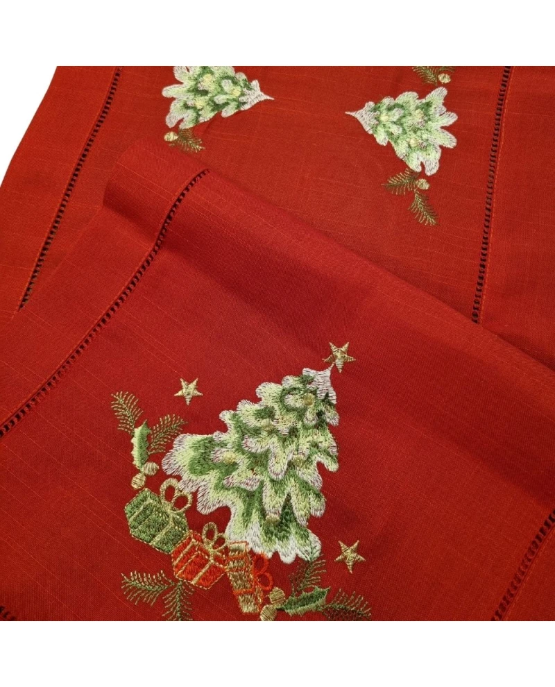 Caminho de Mesa Vermelho Bordado - 0,45x1,40cm