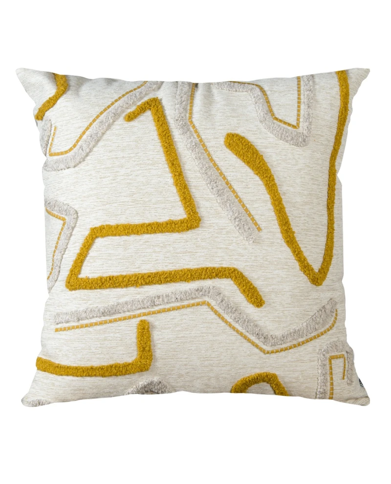 Capa de Almofada Concept bordada com fio boucle - Amarela 50x50cm