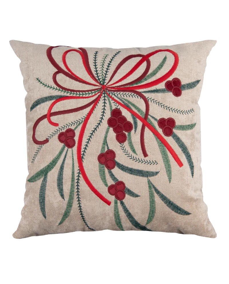 Capa de Almofada Natalina Bordada - Bordo 43x43cm