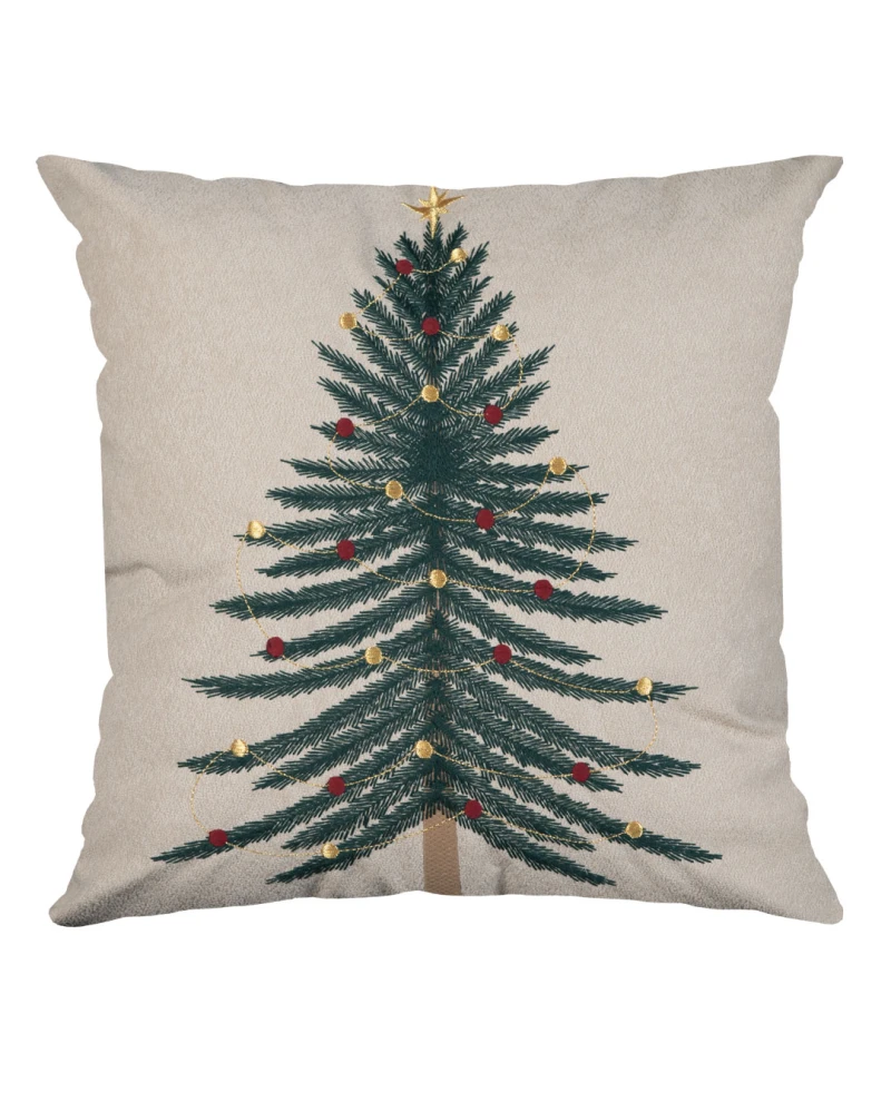 Capa de Almofada Natalina Bordada - Verde 43x43cm