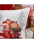 Capa de Almofada Natalina com Cordonê - Caminhão Papai Noel 43x43cm