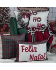 Capa de Almofada Natalina com Cordonê - Guirlanda 43x43cm