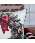 Capa de Almofada Natalina com Cordonê - Guirlanda 43x43cm