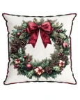 Capa de Almofada Natalina com Cordonê - Guirlanda 43x43cm