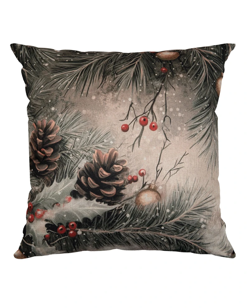 Capa de Almofada Natalina - Pinha de Natal 43x43cm