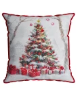 Capa de Almofada Natalina com Cordonê - Pinheiro de Natal 43x43cm
