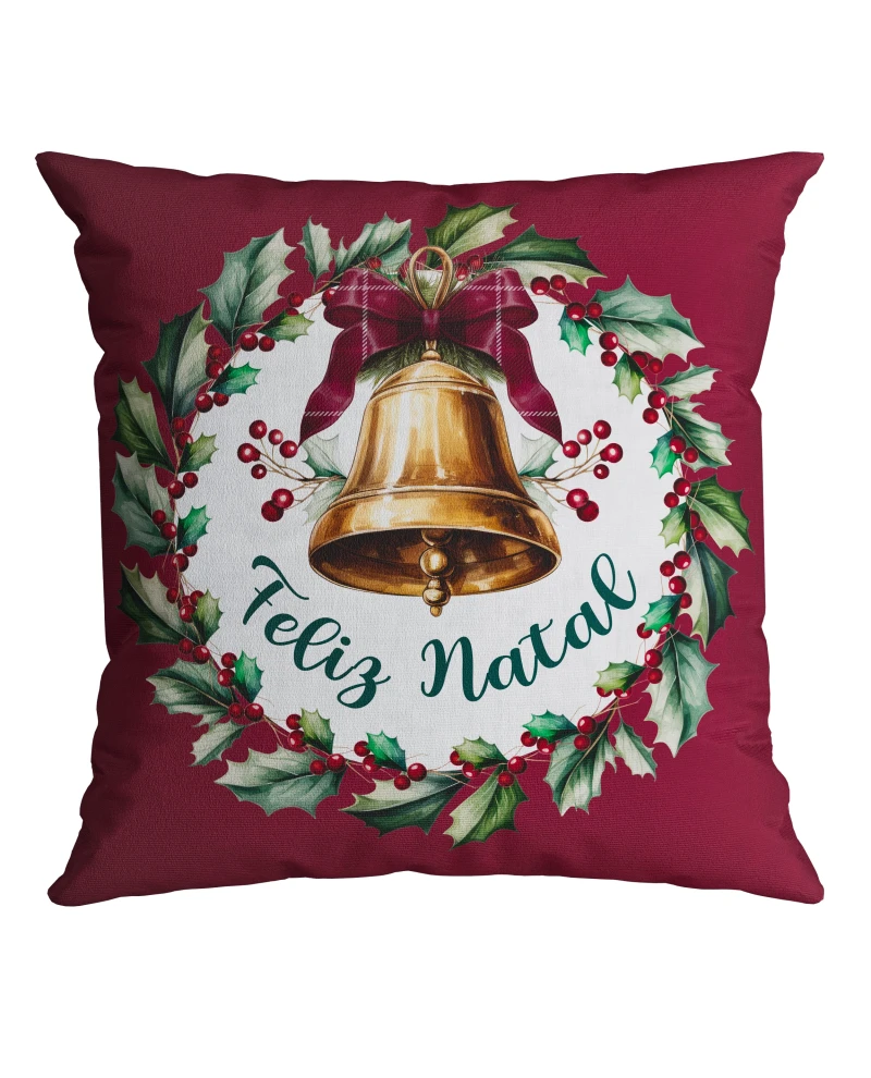 Capa de Almofada Natalina - Sino de Natal 43x43cm