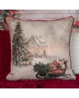 Capa de Almofada Natalina - Trenó do Papai Noel 43x43cm