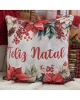 Capa de Almofada Natalina com Cordonê - Feliz Natal 43x43cm