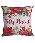 Capa de Almofada Natalina com Cordonê - Feliz Natal 43x43cm