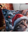 Capa de Almofada Natalina com Cordonê - Gatinho 43x43cm