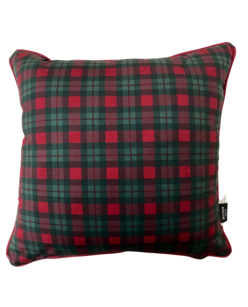 Capa de Almofada Xadrez com Cordonê - 43x43cm