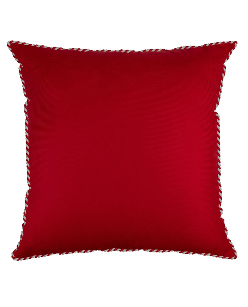 Capa de Almofada Natalina com Cordonê - Vermelha 43x43cm