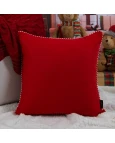 Capa de Almofada Natalina com Cordonê - Vermelha 43x43cm