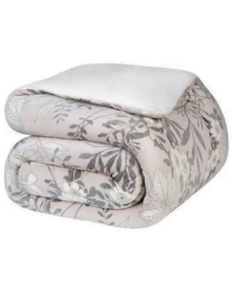 Edredom Queem Dupla Face Floral - 100% Poliéster 2,20x2,40