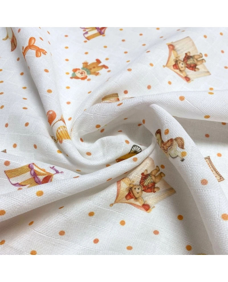 Fralda Quadriculada Estampa Circo Bege - 100% Algodão 0,75cm