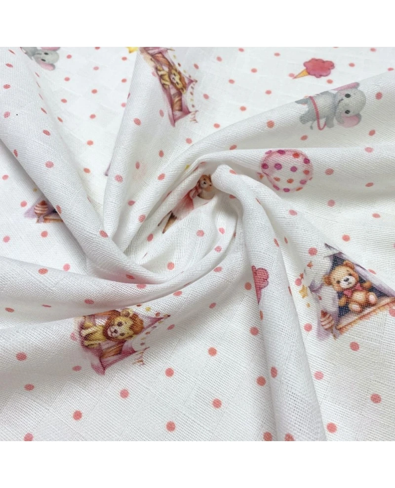 Fralda Quadriculada Estampa Circo Rosa - 100% Algodão 0,75cm