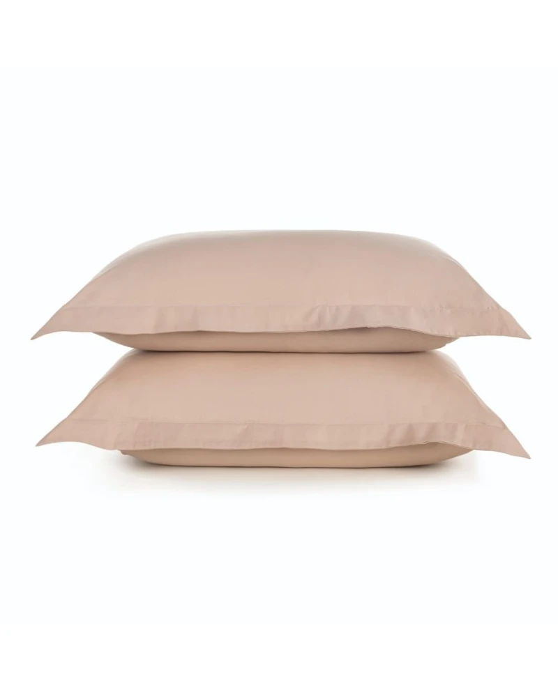 Kit 2 fronhas c/ borda Percal 200 fios Rosê - 100% algodão 50x70cm