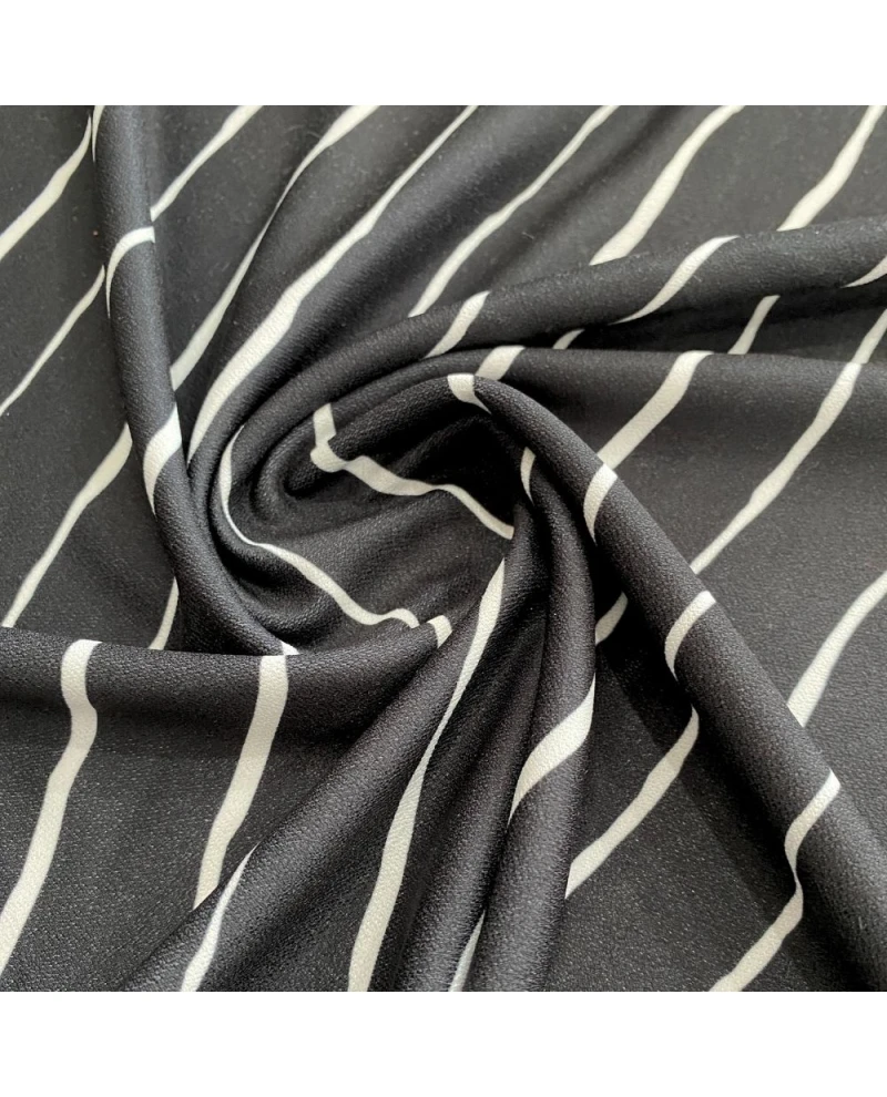 Liganete Crepada Listrado Preto - 95% Poliéster 5% Elastano 1,50 Elastano