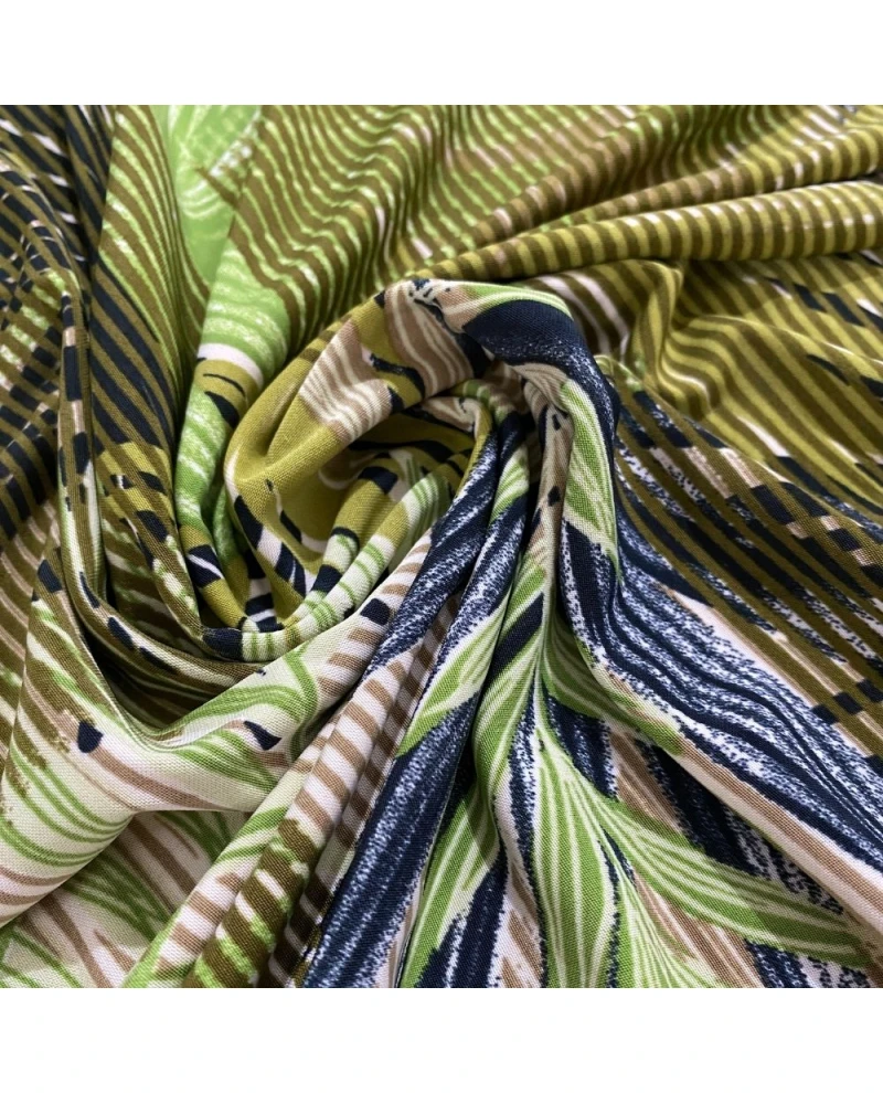 Liganete Estampada Verde/Bege - 95% Poliéster 5% Elastano 1,50 Largura