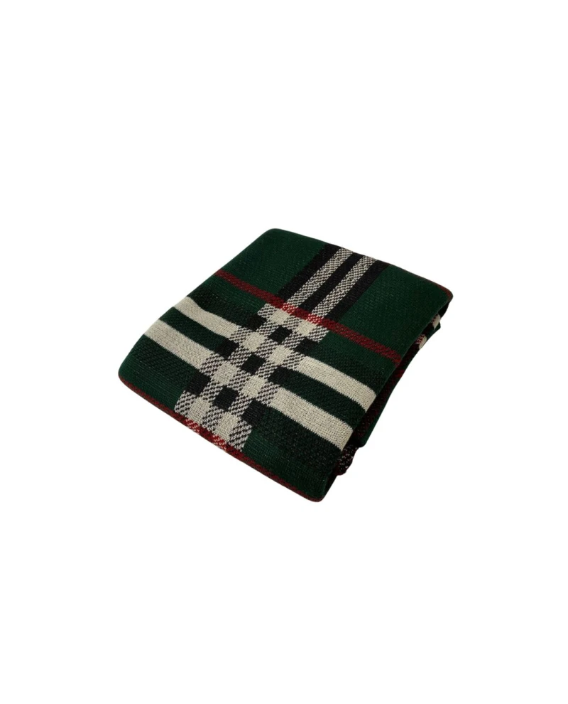 Manta Natalina Tricot Xadrez - Verde 0,90x1,80cm