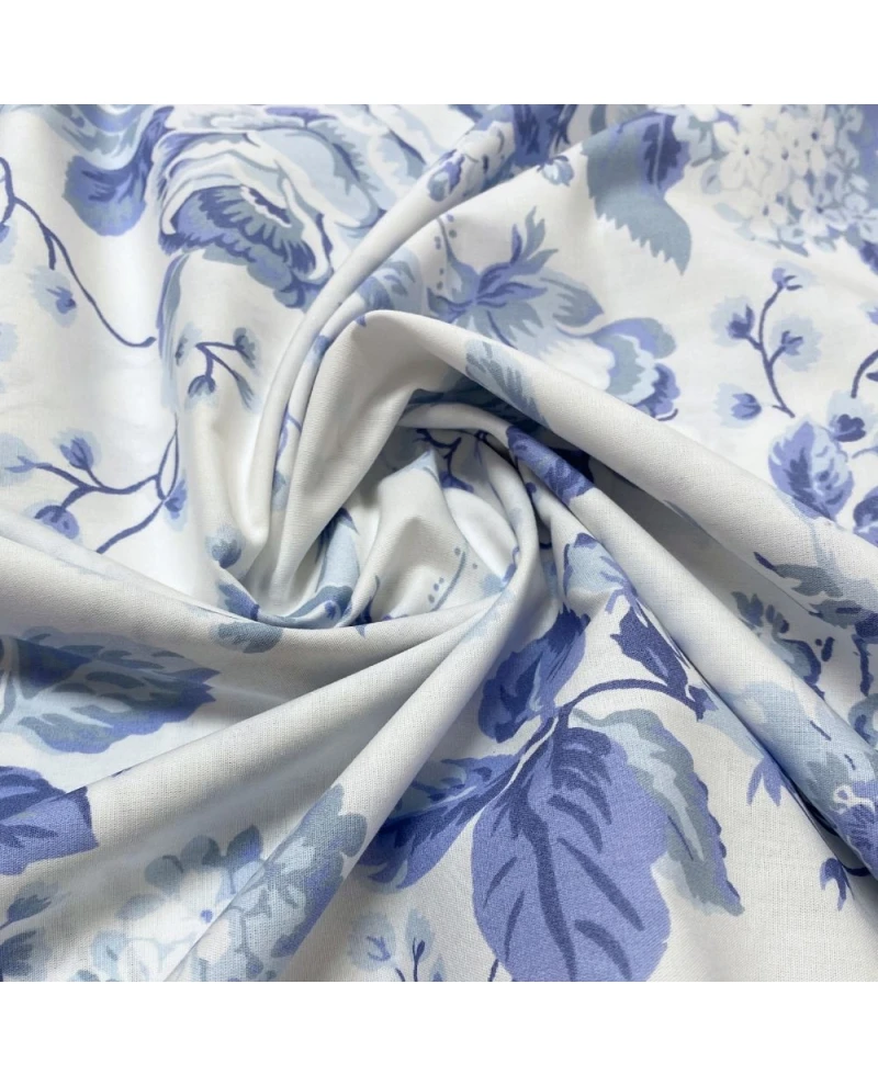 Percal 200 Fios Floral Azul - 100% Algodão 2,50 Largura