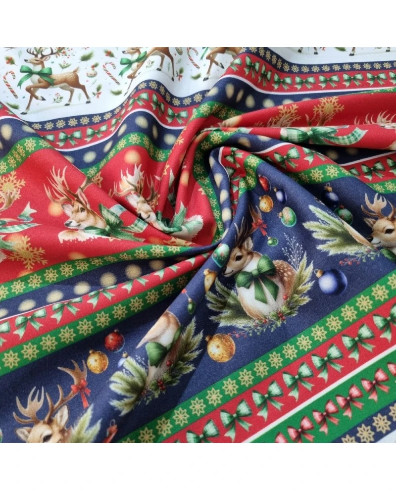 Tricoline Digital Barrado Natalino - 100% Algodão 1,50 Largura