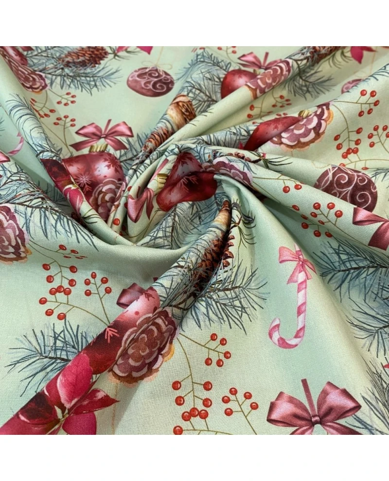 Tricoline Digital Bolas Natalinas - 100% Algodão 1,50 Largura