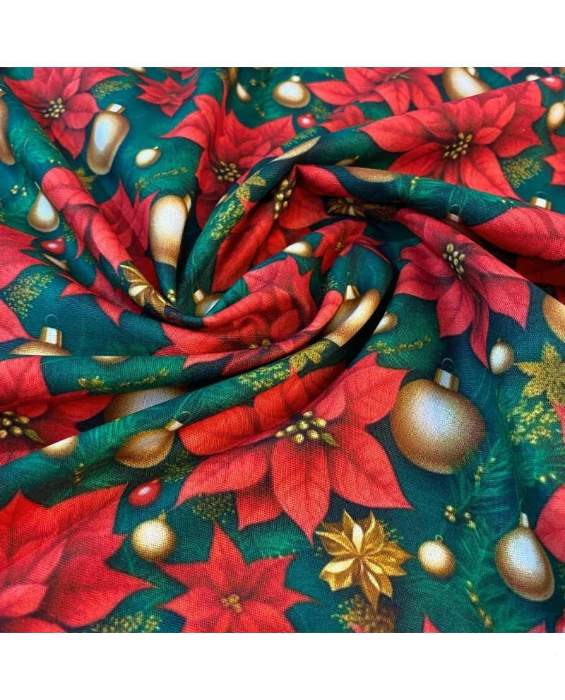 Tricoline Digital Flor Natalina - 100% Algodão 1,50 Largura