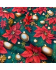 Tricoline Digital Flor Natalina - 100% Algodão 1,50 Largura