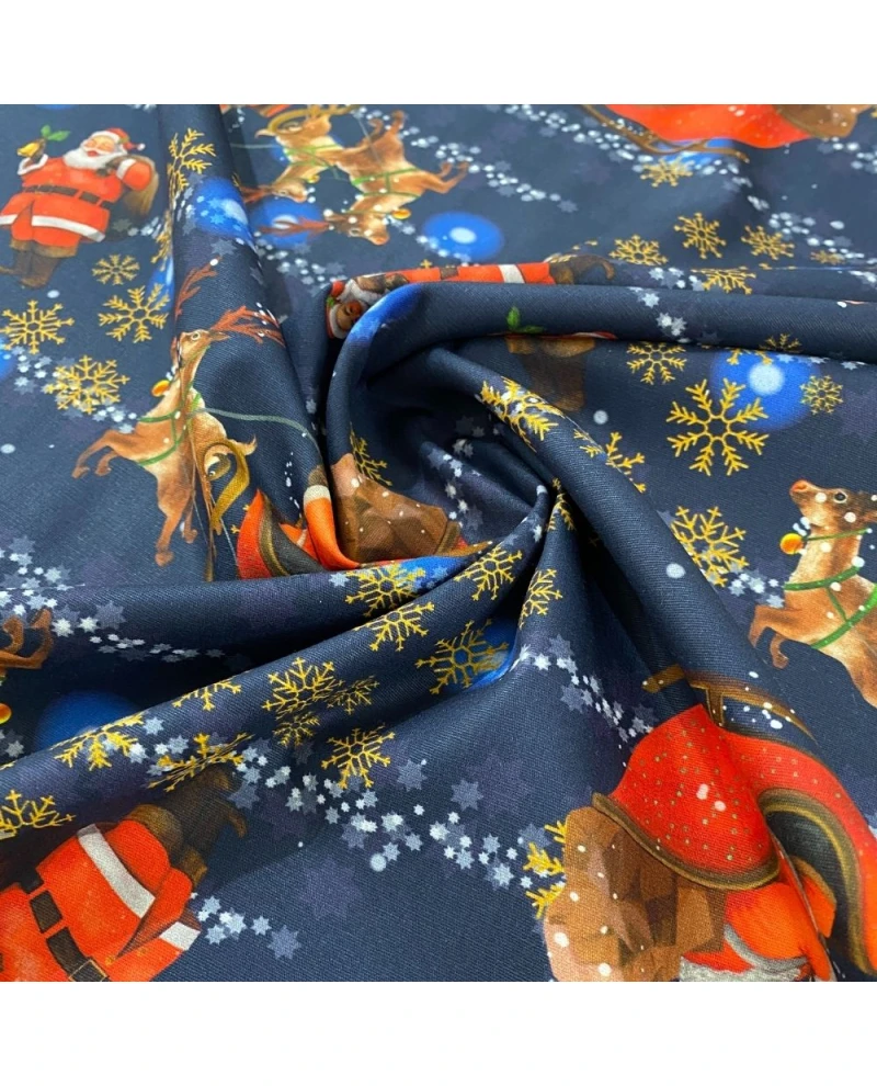 Tricoline Digital Trenó Papai Noel - 100% Algodão 1,50 Largura