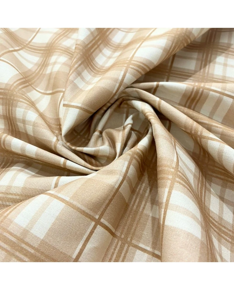 Tricoline Digital Xadrez Creme/Areia - 100% Algodão 1,50 Largura