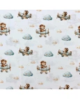 Tricoline Digital branco c/ avião/urso/nuvem - 100% Algodão 1,50 Largura