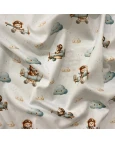 Tricoline Digital branco c/ avião/urso/nuvem - 100% Algodão 1,50 Largura