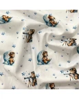 Tricoline Digital branco c/ estrela/urso/lua - 100% Algodão 1,50 Largura