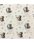 Tricoline Digital branco c/ estrela/urso/lua - 100% Algodão 1,50 Largura