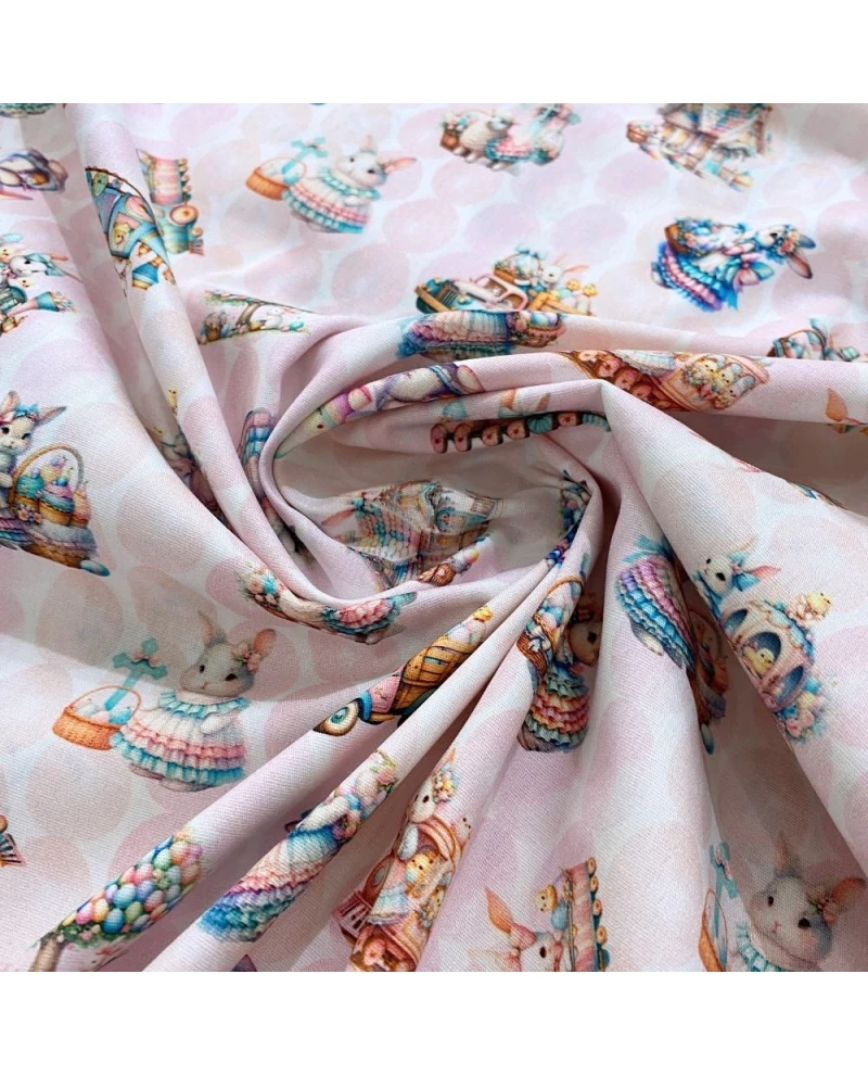 Tricoline Estampa Digital Coelhos - 100% Algodão 1,50 Largura