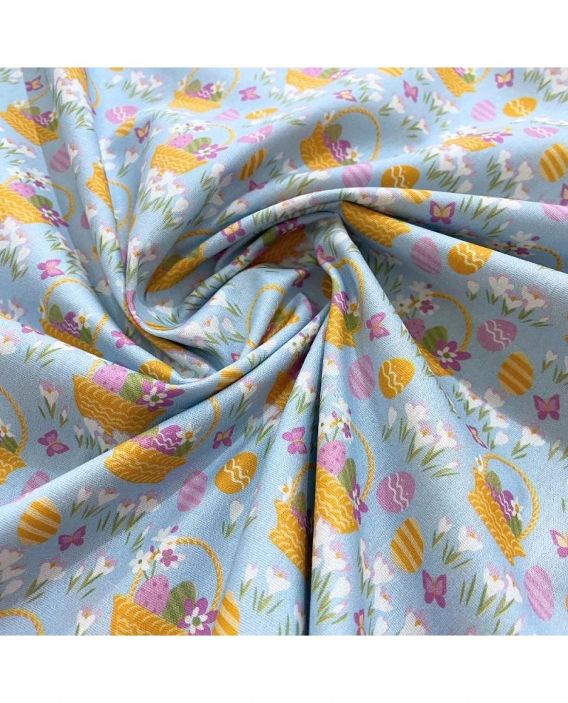 Tricoline Estampa cesta/ovinhos/flores - 100% Algodão 1,50 Largura