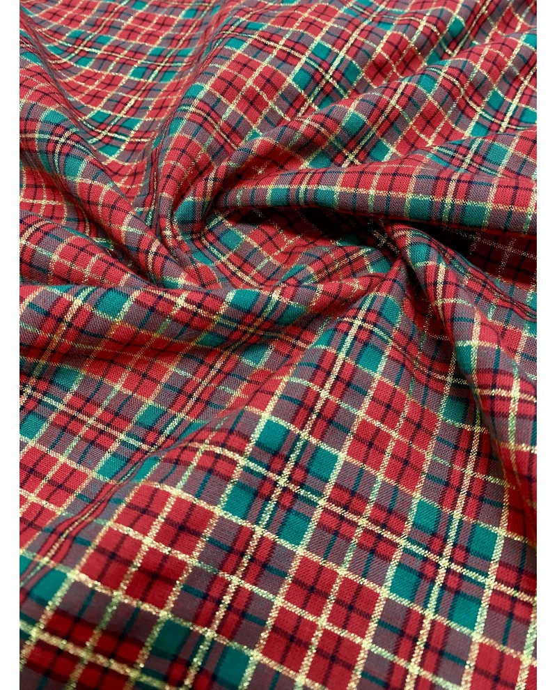 Tricoline Natalino Xadrez - 86% Algodão 14% Poliéster 1,50 Largura