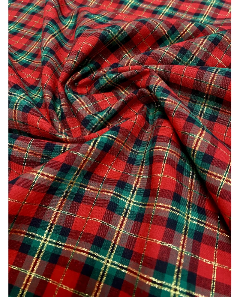 Tricoline Natalino Xadrez - 92% Algodão 8% Poliéster