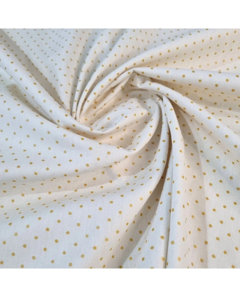 Tricoline Off-white com Poá Dourado - 100% Algodão 1,50 Largura